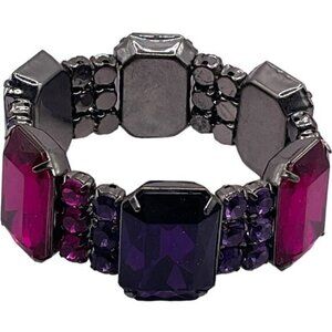 Vintage Inspired Stretch Bracelet Large Pink & Purple Acrylic Gemstones